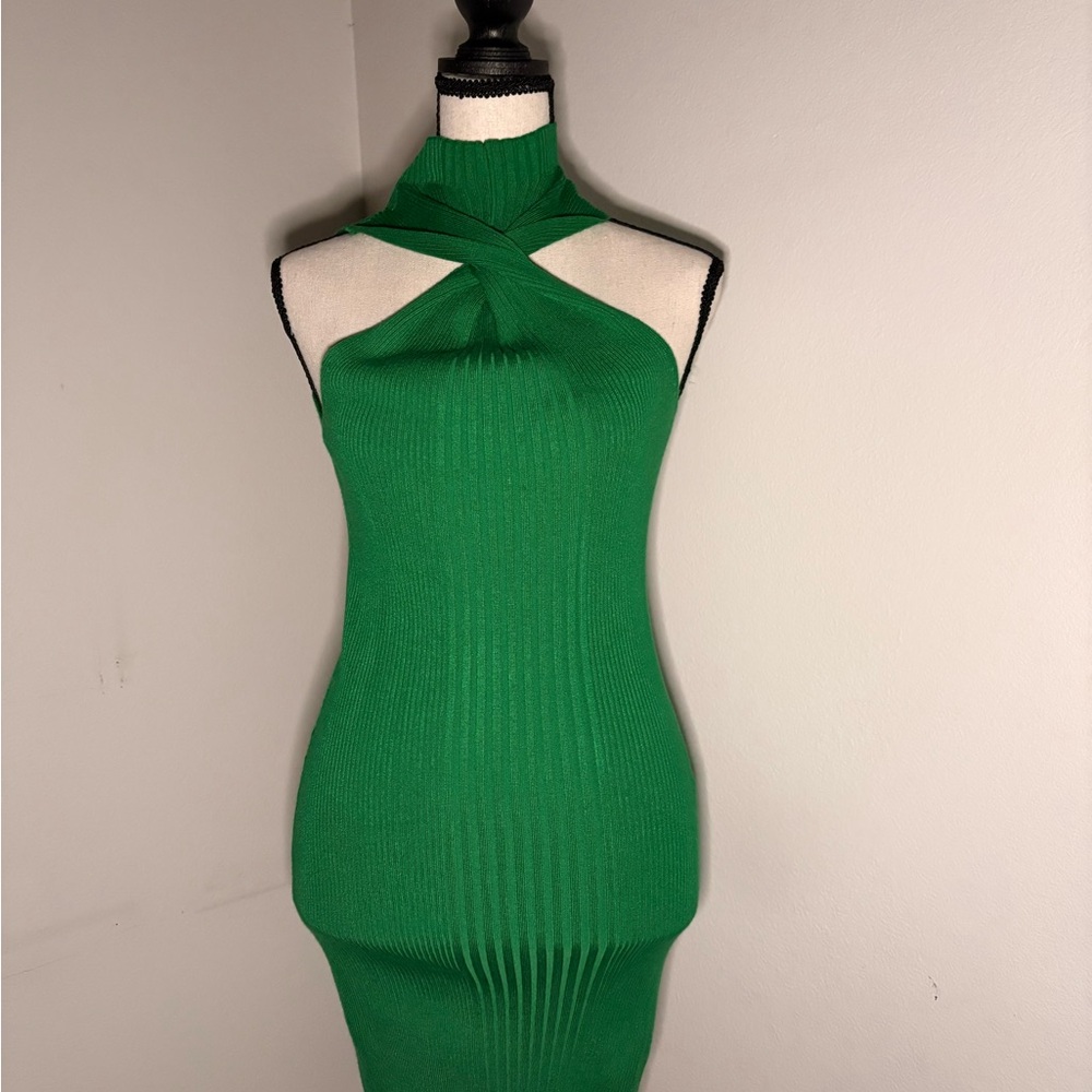SHEIN Green Halter Midi Dress